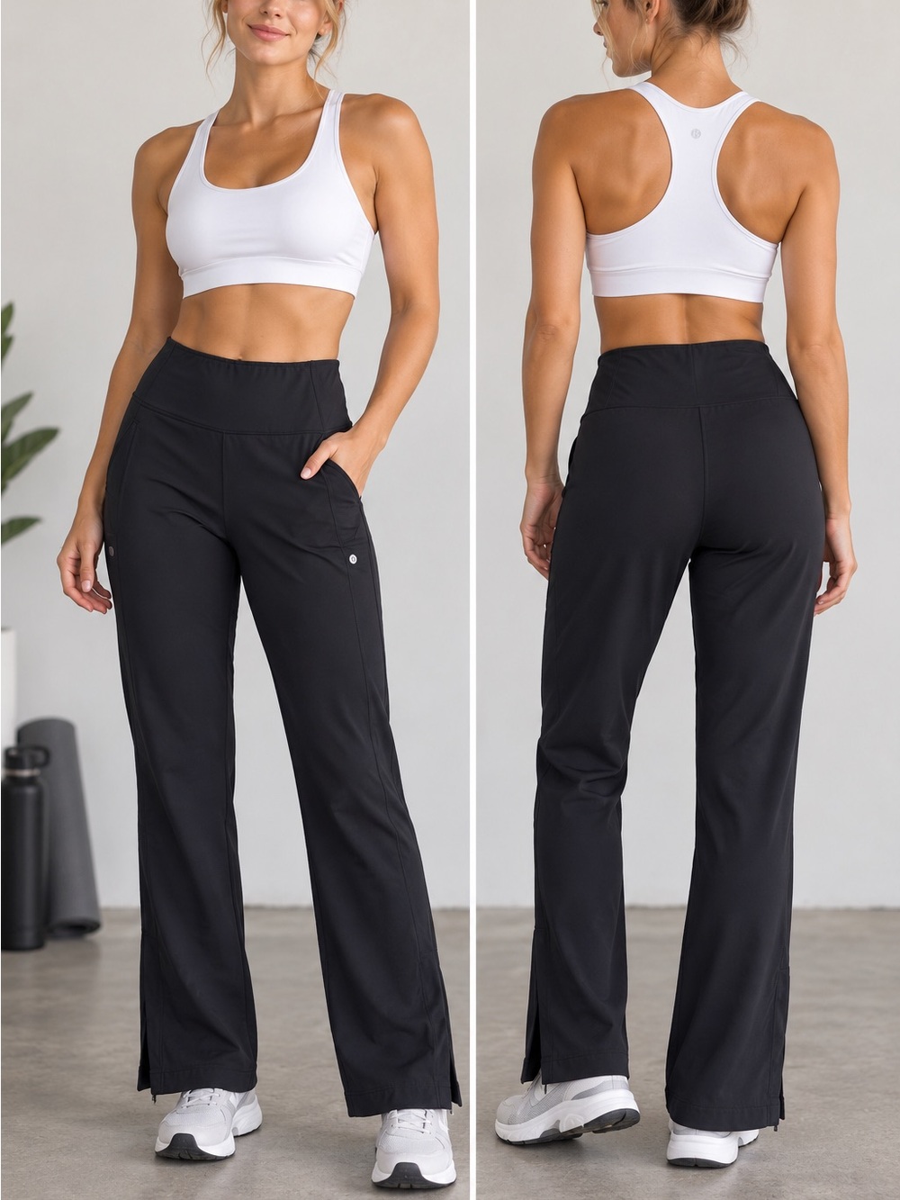 APANA Black Zipper Ankle Yoga Exercise Athletic Pants Size M